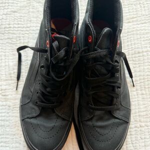 Vans x Hedley and Bennett Black High-Top Sneakers with Red Eyelet Detail